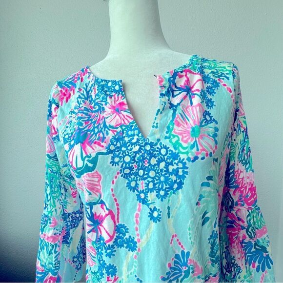 Lilly Pulitzer Ginger Top Floral Green V Neck SZ XXS NWOT - Picture 4 of 13